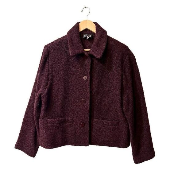 Eileen Fisher Womens Wool Jacket Size Medium Boucle Pockets - Picture 1 of 9